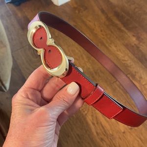 Coach red leather belt